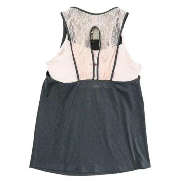 Calia by Carrie Underwood NWT Grey/Pink Darling Double Layer Mesh Tank Top Small - Picture 3 of 7
